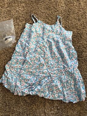 Blue Floral Sundress with Ruffle Hem
